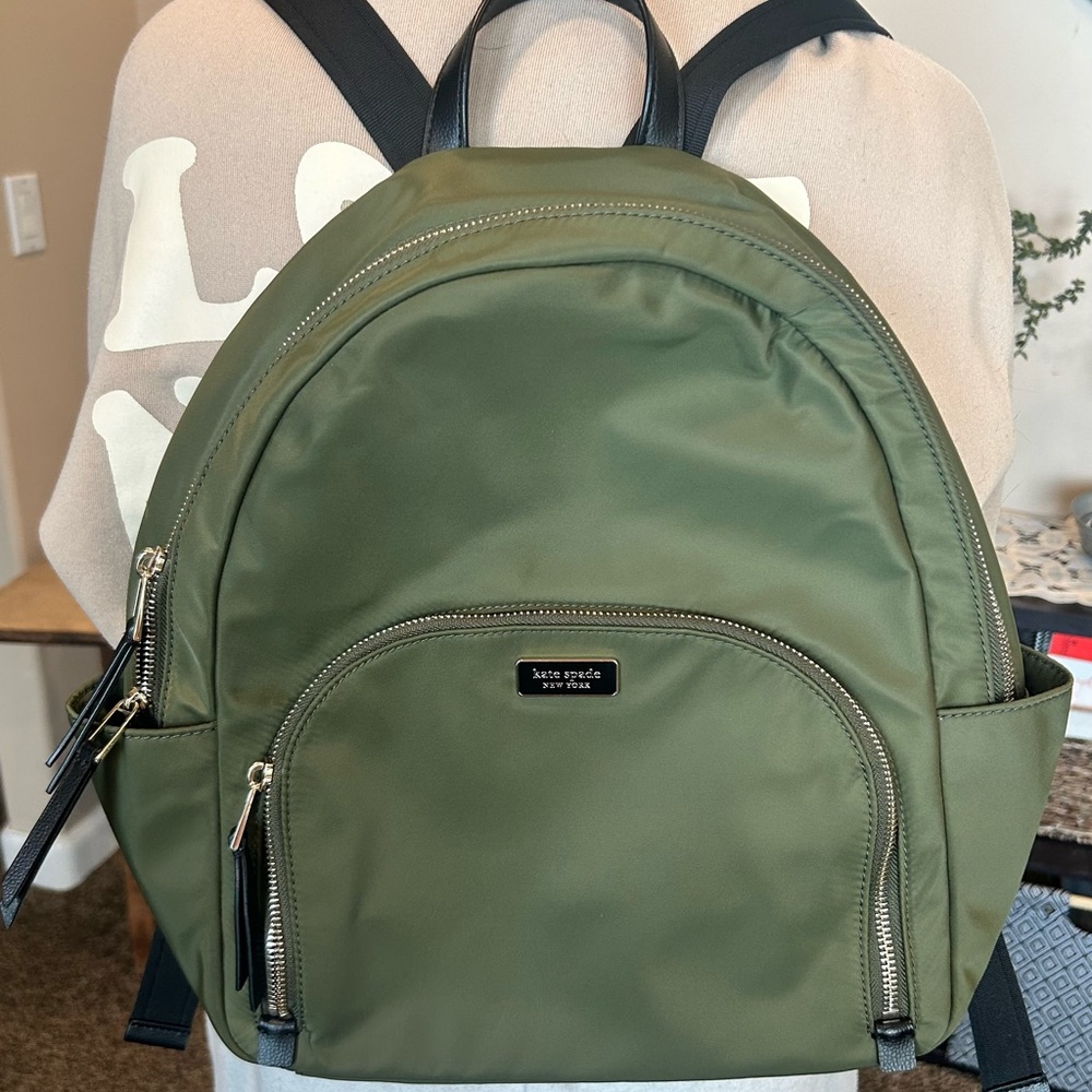 Kate Spade Green Nylon Backpack EUC